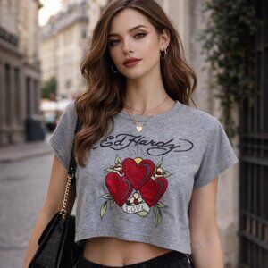 Vintage Womens Grey Ed Hardy